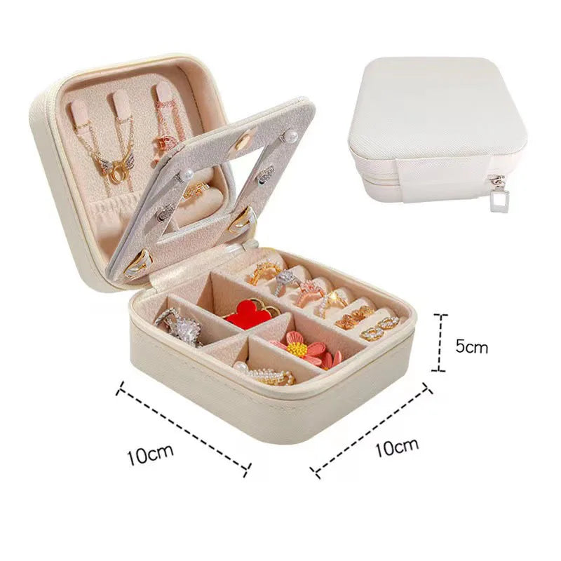 Portable Jewelry Box Jewelry Organizer Display Travel Jewelry Case Boxes Waterproof Leather Storage Zipper Jewelers Joyero
