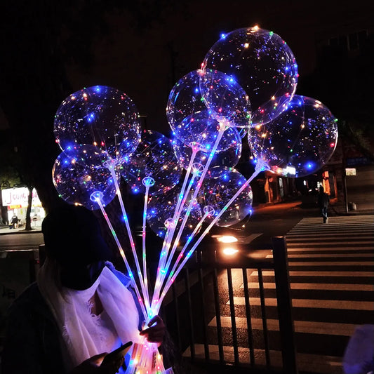 5/10/15/20Packs LED Light Up BoBo Balloons Colorful Handle 120cm Glow in the Dark Bobo Balloon Wedding Valentines Day Decoration