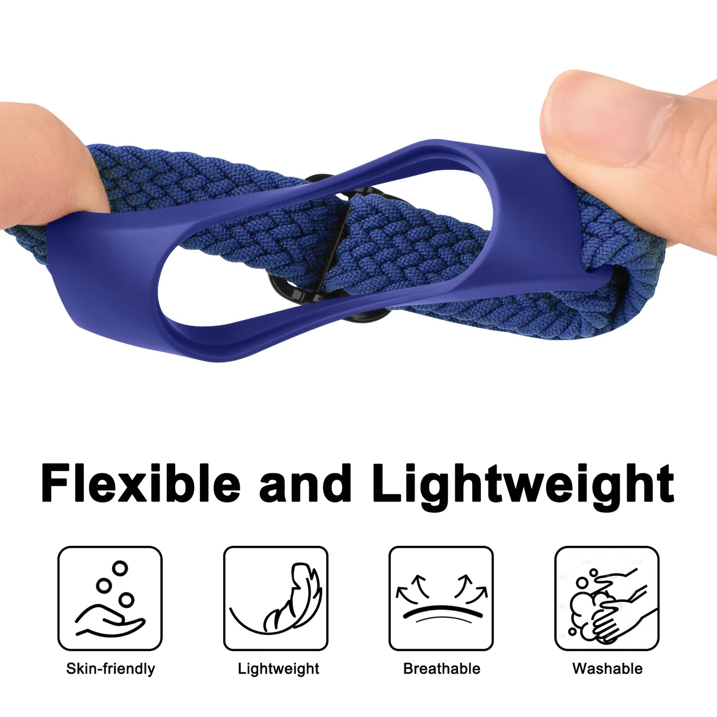 Braided Watchband For Xiaomi Mi Band 7 6 5 4 3 Strap Elastic Adjustable Wristband For Amazfit Band 5 Band Replacement Bracelet