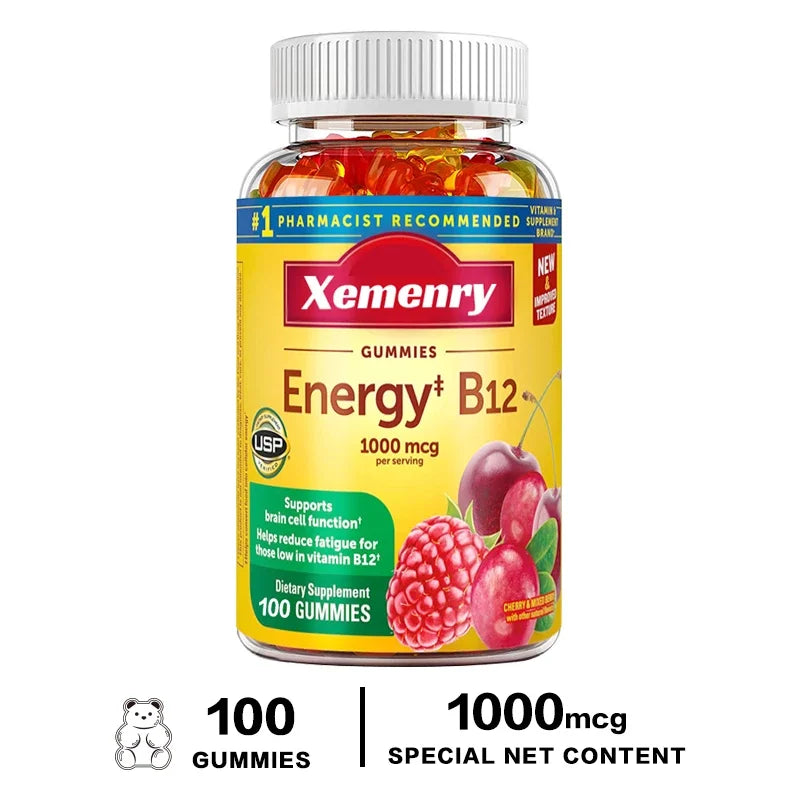 Vitamin B12 Gummies 1,000 Mcg - Supports Brain Cell Function and Reduces Fatigue
