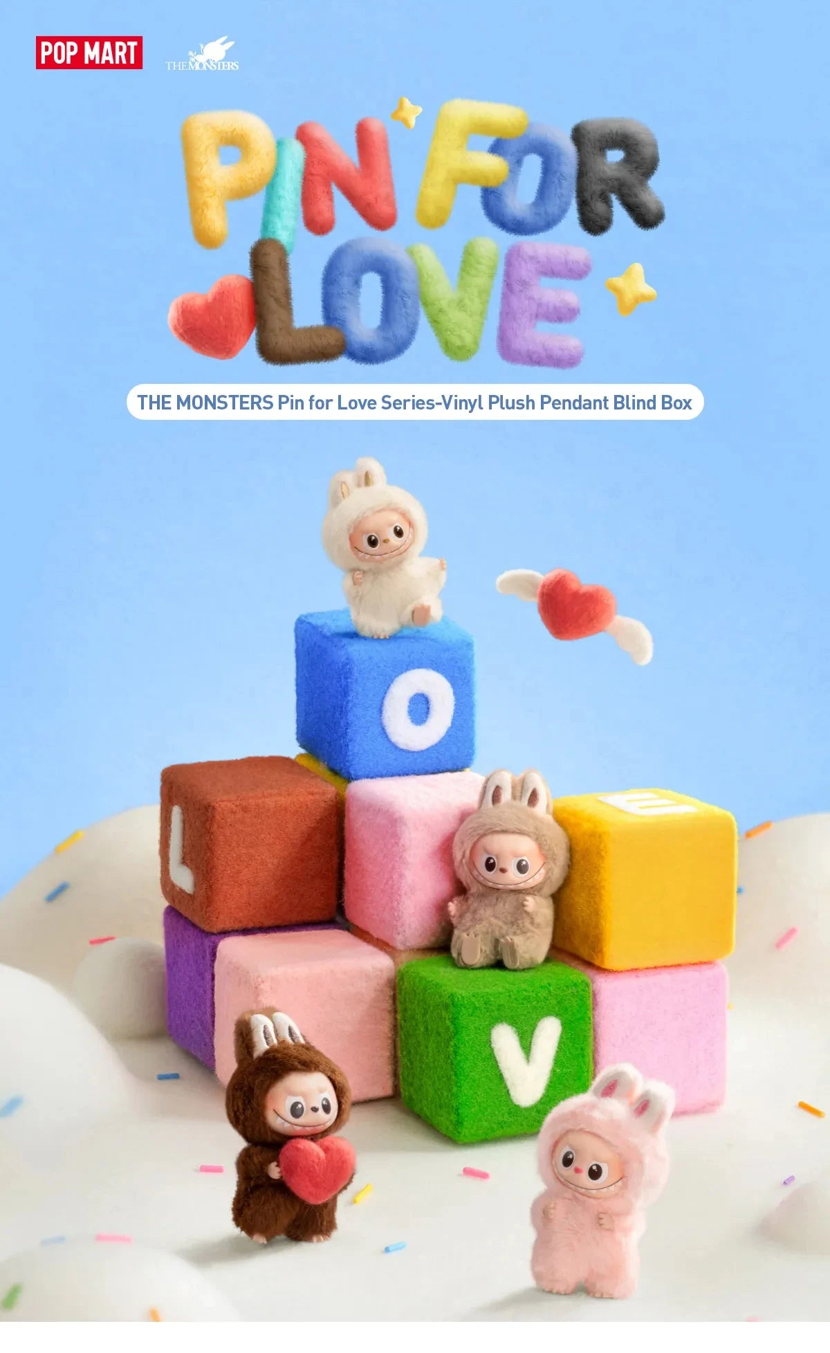Mini Labubu 100% Authentic POP MART THE MONSTERS PIN FOR LOVE Series Blind Box Bag Toys Doll Gift