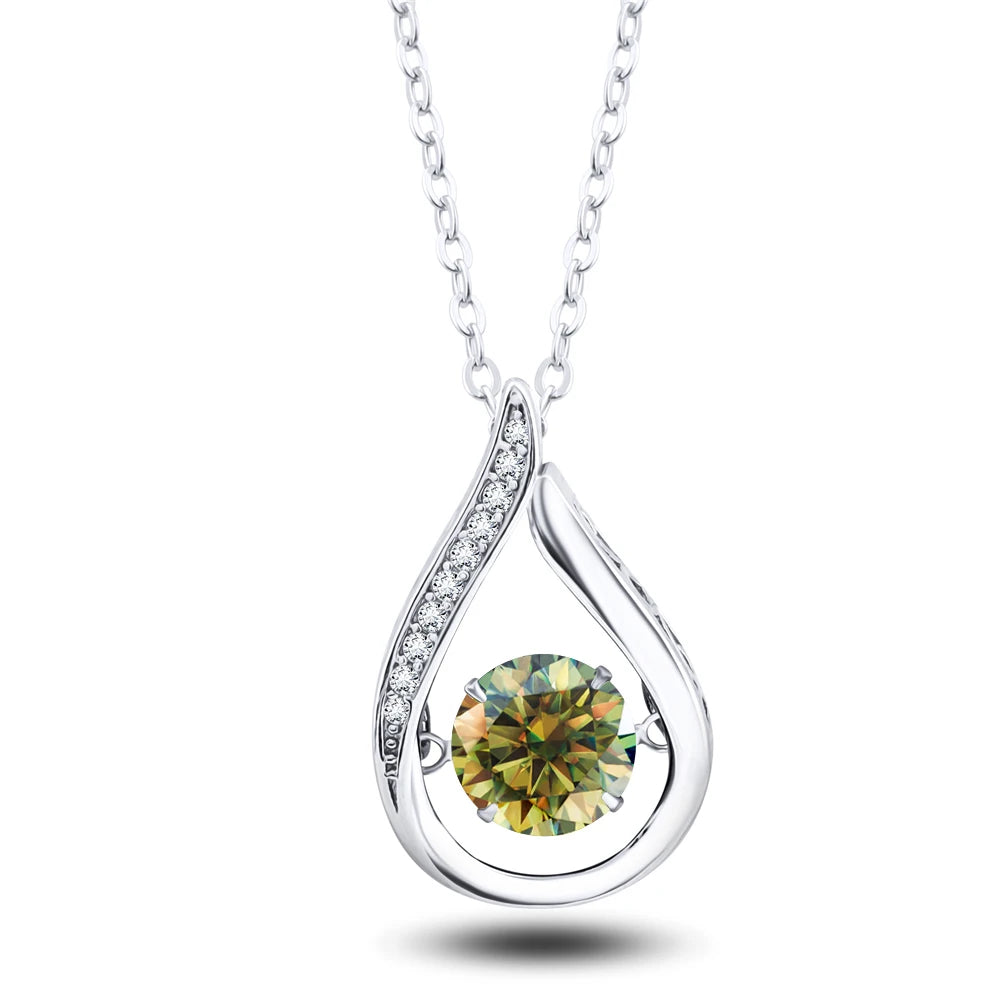 1CT Pass Tested GRA certified Moissanite Pendant Necklace for Women Sterling 925 Silver Lab-created Diamond Pendant with O-chain