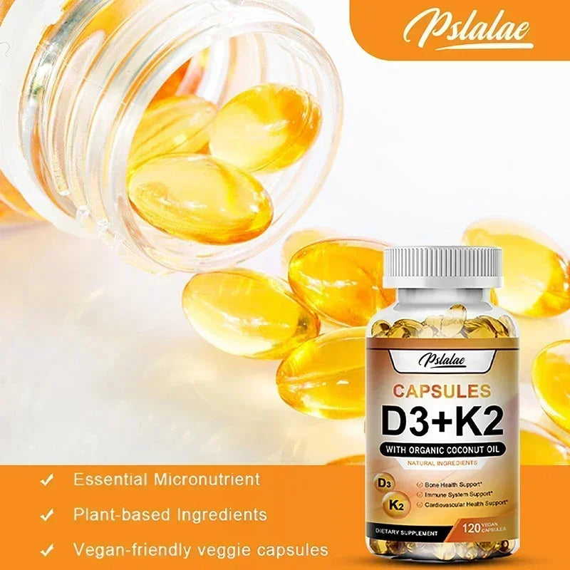 Vitamin D3 + K2 Supplement - Promotes Strong Bones, Calcium Absorption, Teeth, Heart, Cardiovascular Health