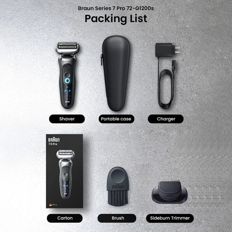 Original Braun Series 7 Pro Electric Shaver Rechargeable Men Razor 3 Modes Precision for Face Clean