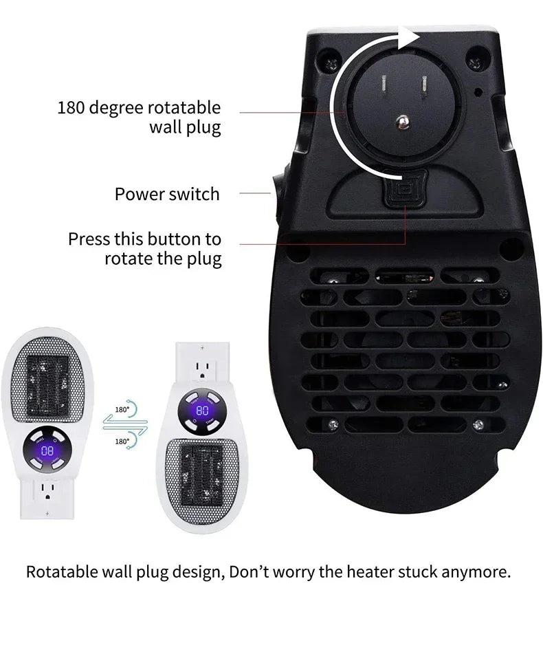 350W Portable Electric Heater with Remote Control, Wall Mounted Home Room Heater for Winter Indoor Heating Fast Warm