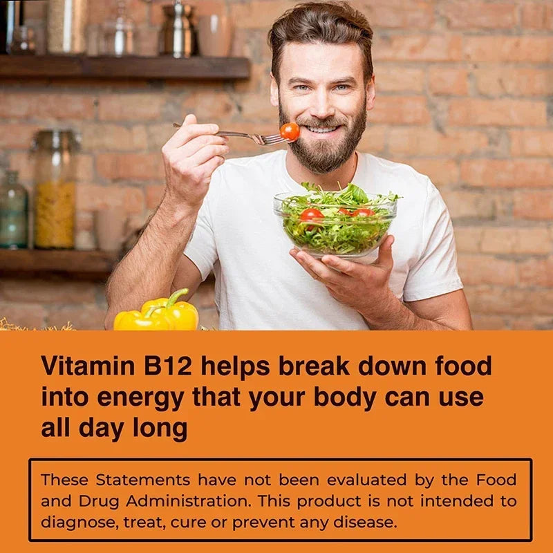 Vitamin B12 1000mcg - Benefits Brain & Heart Function, Memory, Learning, Helps Boost Natural Energy