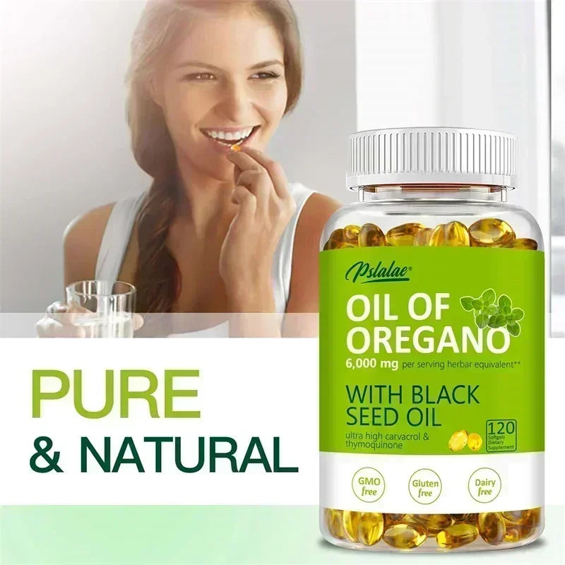 Oregano Oil Softgels - with Oregano & Black Seed Oil,for Digestion,Relieves Bloating,Boosts Immune,Antioxidant - 120 Capsules
