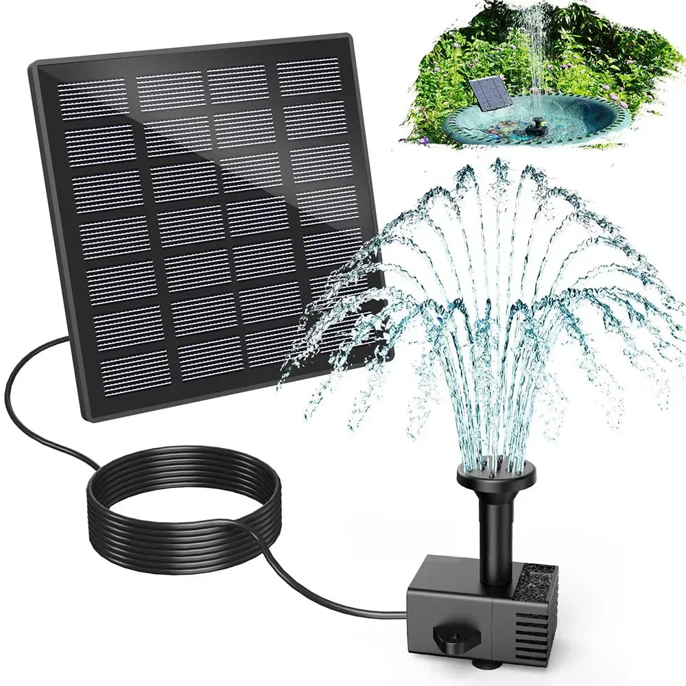 Solar Fountain Kits,1.8W Solar Panel Water Pumps,Solar Powered Bird Bath Fountain Pump with 9.84ft Cable,6 Nozzles for Garden