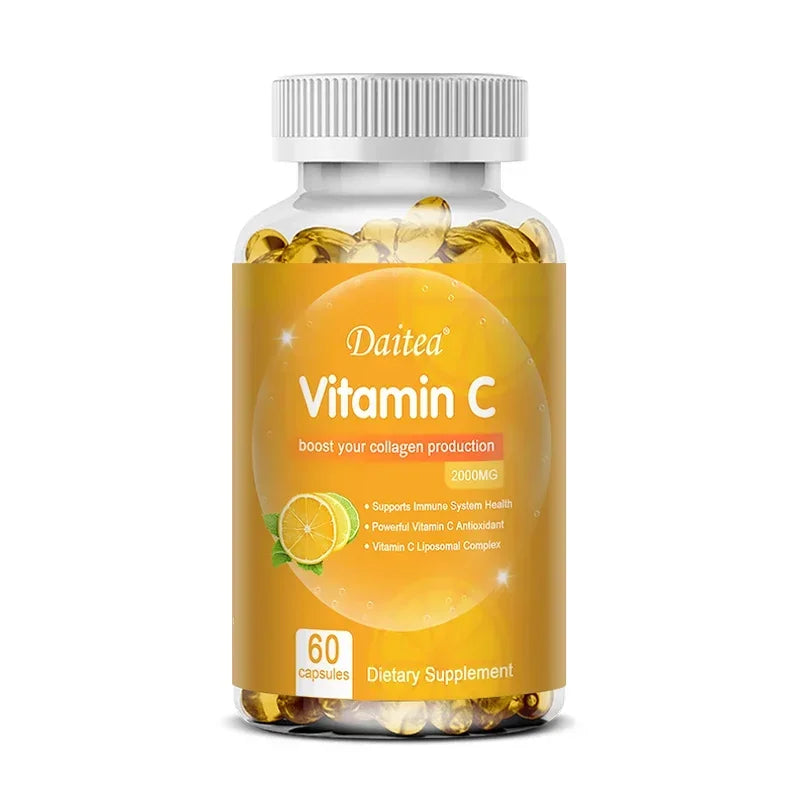 Vitamin C Capsules - 2000mg, Promote Collagen Production, Support Skin and Immune Health, Powerful Antioxidant, 120 Capsules