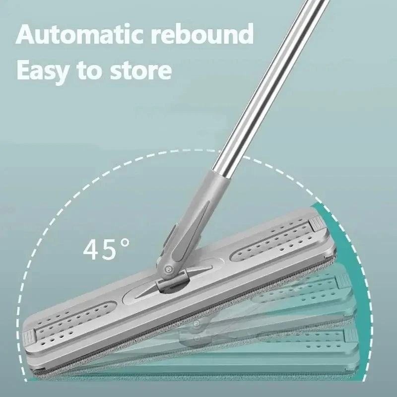White Hand Free Flat Floor Mop Bucket Set For Professional Home Floor Cleaning System With Washable Microfiber Pads