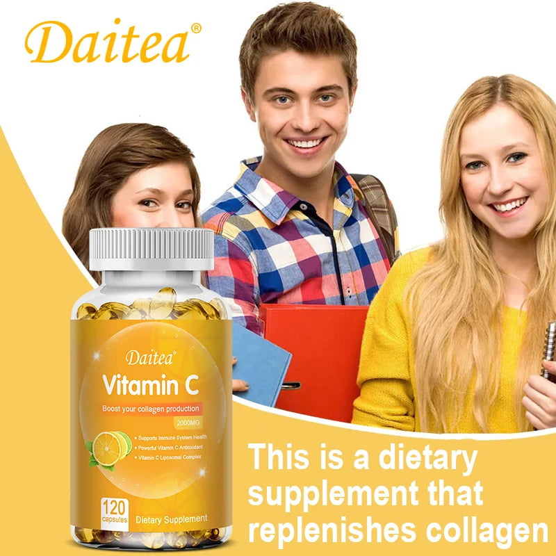 Vitamin C Capsules 2000 mg Rich In Antioxidant Helps Skin & nail and Hair Health  Immune System & Collagen Supplement