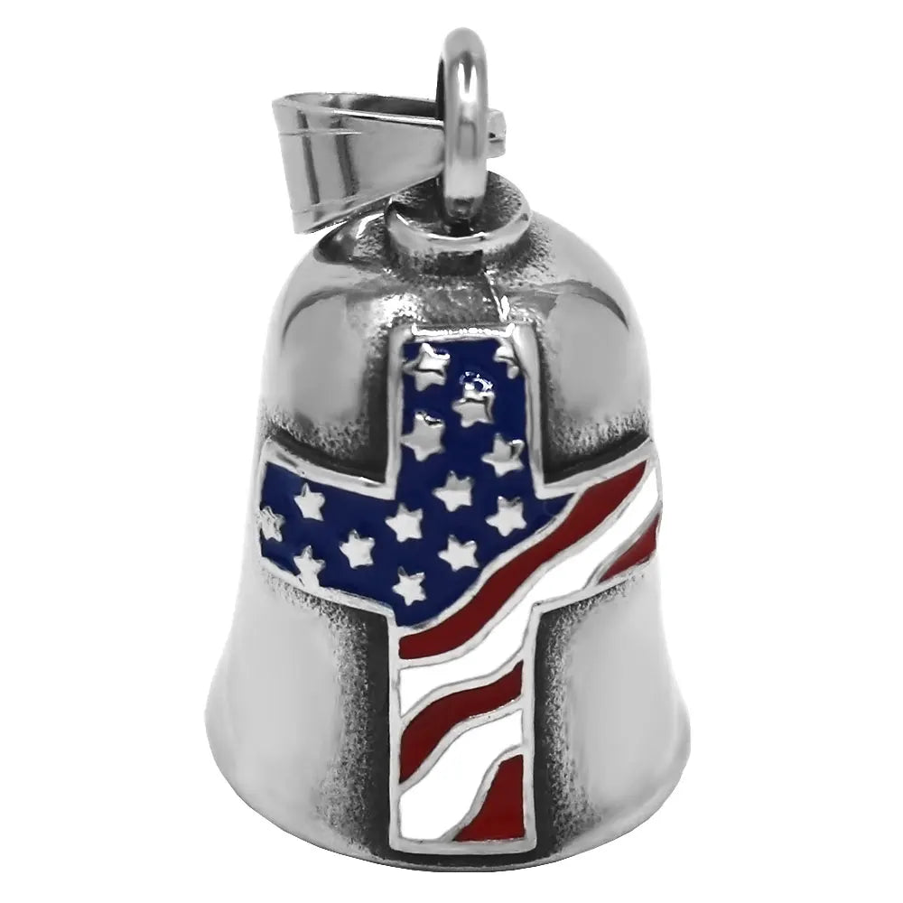 Norse Viking Warrior Spartacus Helmet Bell Pendant Stainless Steel Eagle Cross Jesus Rose Lady Rider Saint Mary USA Flag Jewelry