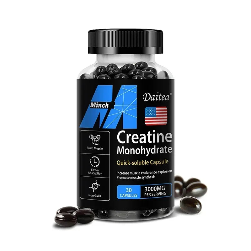 Creatine Monohydrate 3,000 Mg - Improves Energy and Endurance, Increases Muscle Mass, and Athletic Performance, 120 Capsules