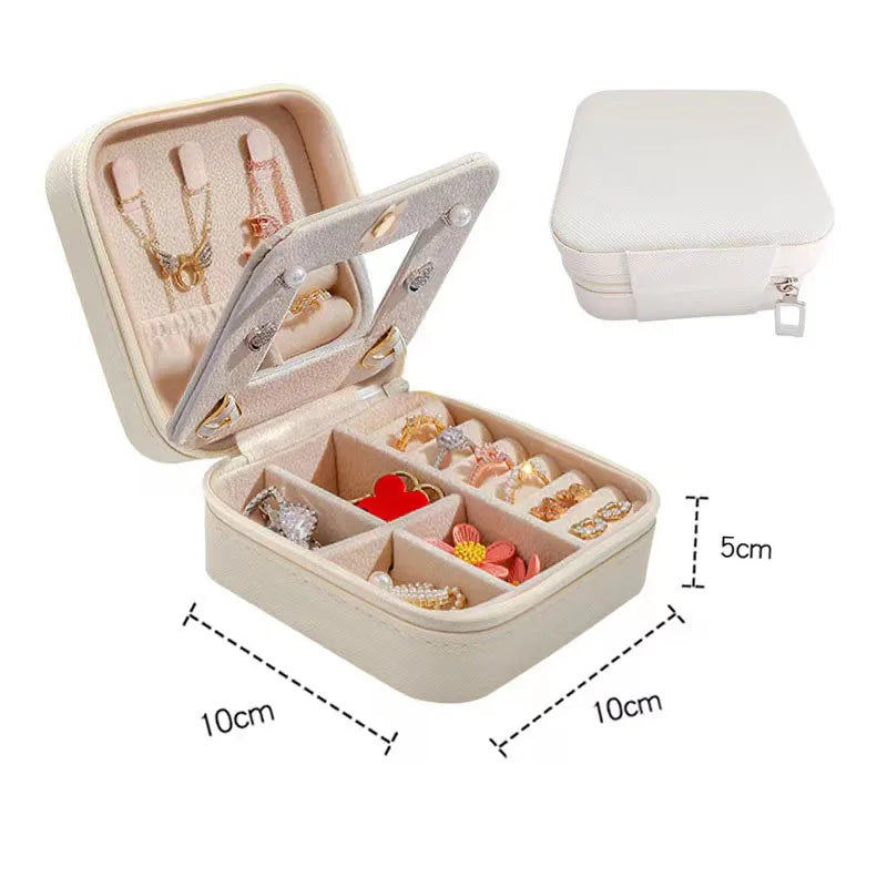 Portable Jewelry Box Jewelry Organizer Display Travel Jewelry Case Boxes Waterproof Leather Storage Zipper Jewelers Joyero