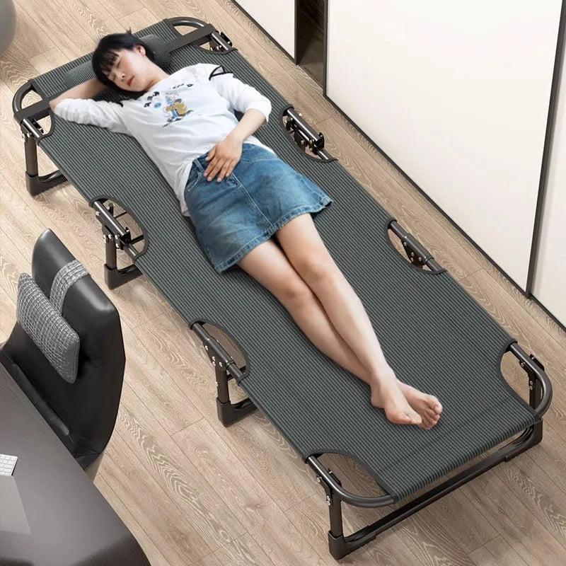 GIANXI Summer Outdoor Rollaway Bed Single Bed Simple Office Rollaway Chair Nap Bed Cotton Padded Recliner Accompanying Cot