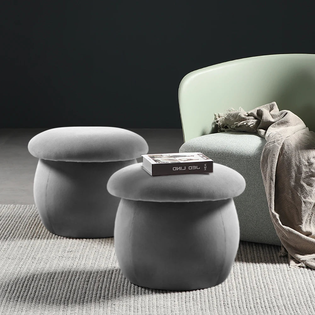 Nordic simple velvet mushroom footstool cushion stool children's seat comfortable high elastic indoor home furniture