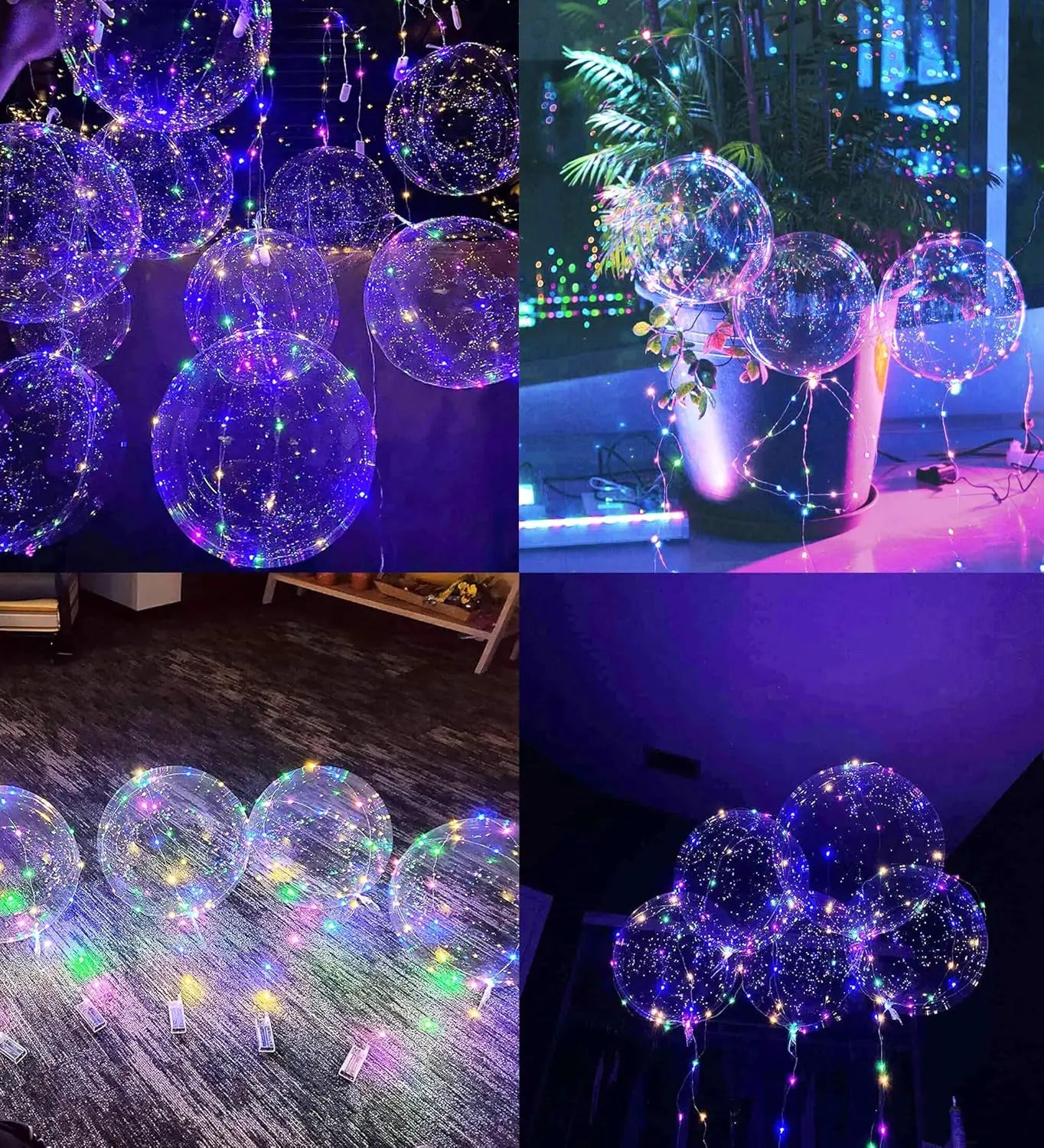 LED Colorful 10 Sets Of Colorful LED Light-Waving Bubble Balloons Helium Balloons For New Year, Birthday, Wedding, And Party Dec