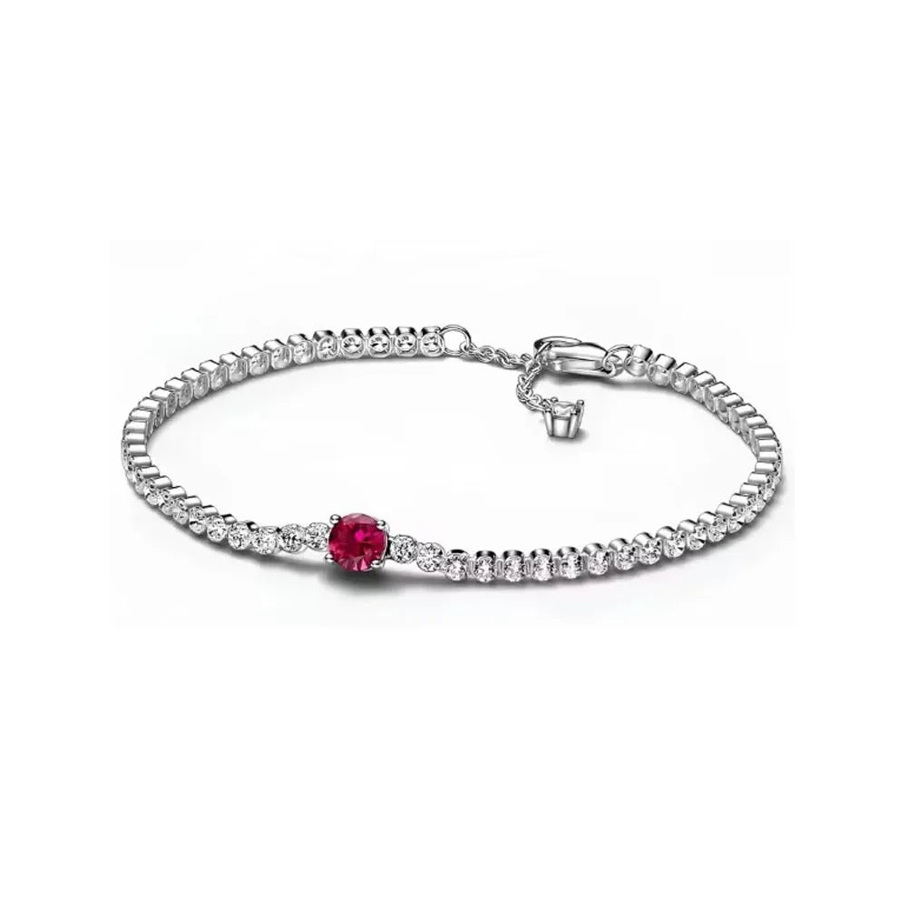 European 925 silver red heart stone bracelet suitable for Valentine's Day girlfriend gift jewelry