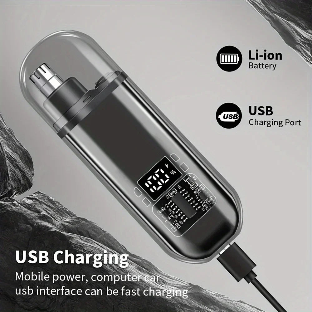 USB Rechargeable Nose & Ear Hair Trimmer for Men, Portable Mini Compact Design with Fast Charge, Electric Grooming Kit