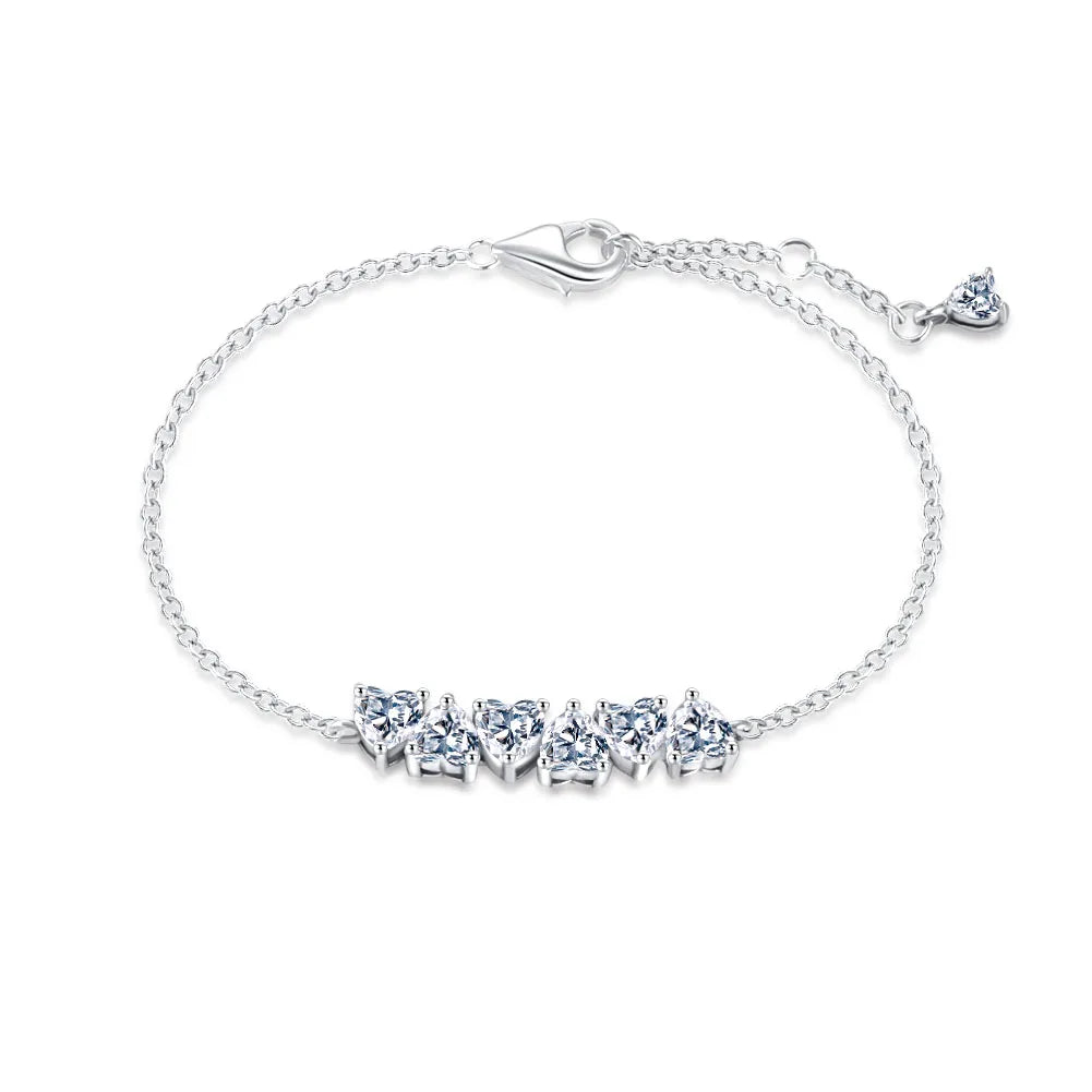 European 925 silver red heart stone bracelet suitable for Valentine's Day girlfriend gift jewelry
