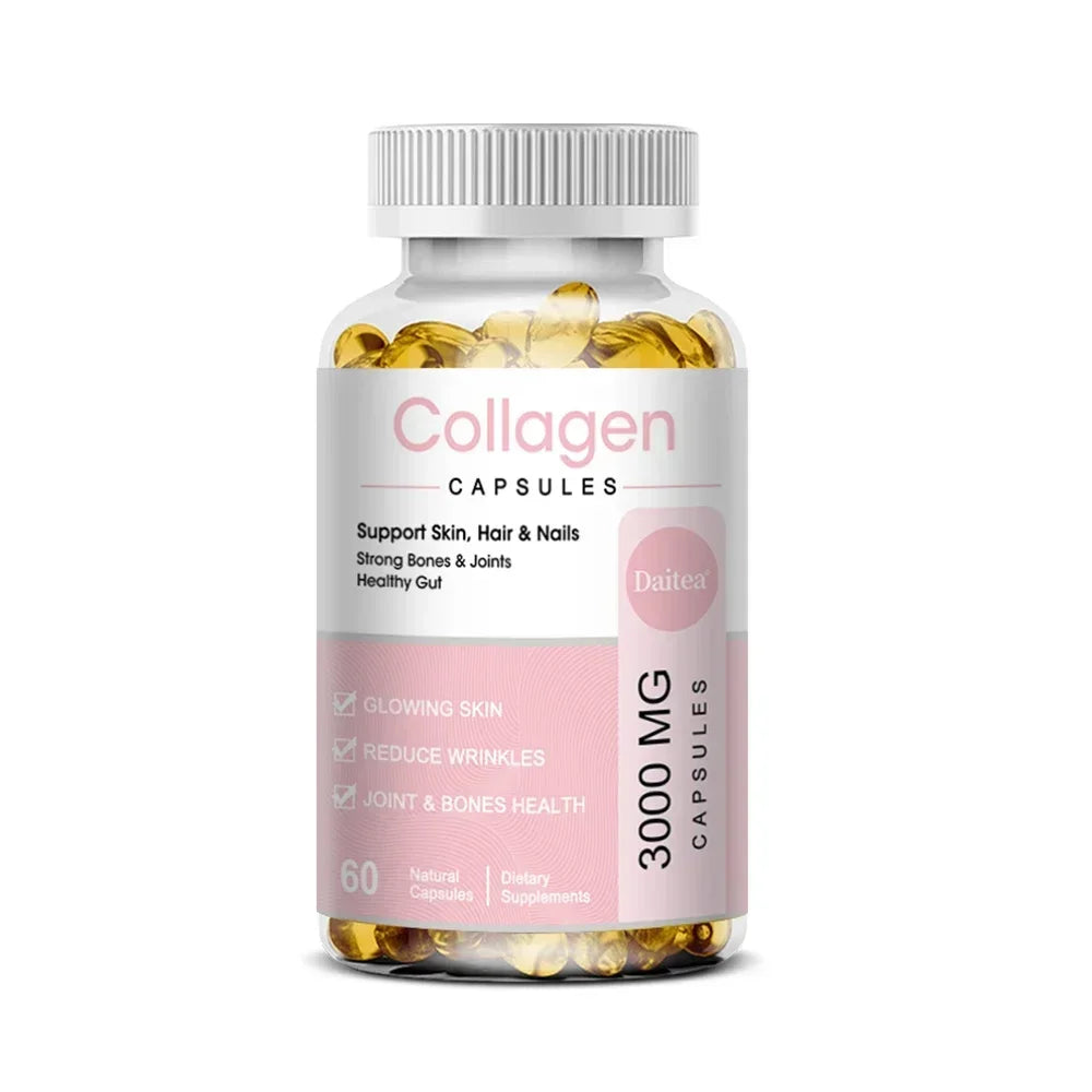 Powerful Hydrolyzed Collagen Capsules with Hyaluronic Acid Antioxidant Skin Hair Nails Health Promate Immune System