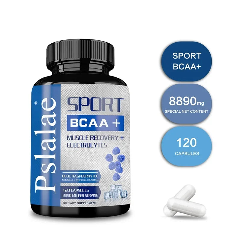 مكمل رياضي BCAA - كبسولات الأحماض الأمينية المتفرعة السلسلة - يعزز القوة ومستويات الطاقة ويزيد كتلة العضلات.