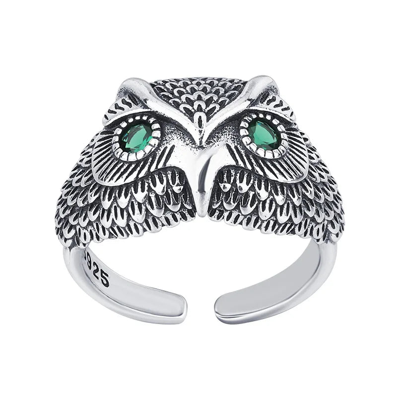 925 Sterling Silver Owl Zircon Open Rings For Women Wedding Engagement Luxury Jewelry Accessories Wholesale Jewellery