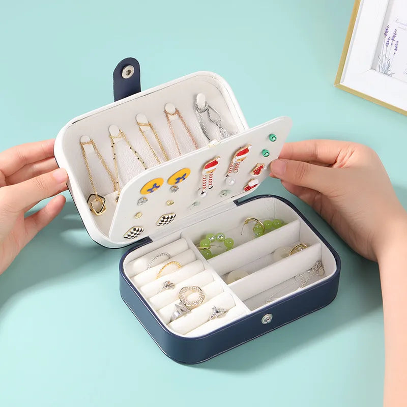 Portable Jewelry Box Jewelry Organizer Display Travel Jewelry Case Boxes Waterproof Leather Storage Zipper Jewelers Joyero