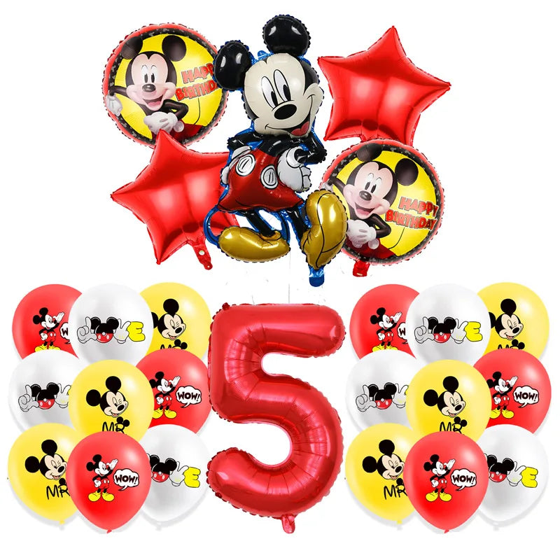 Mickey Mouse Birthday Decoration  Kids Balloons Disposable Tableware Banner Cups Pendant Baby Shower Supplies Kid Gift