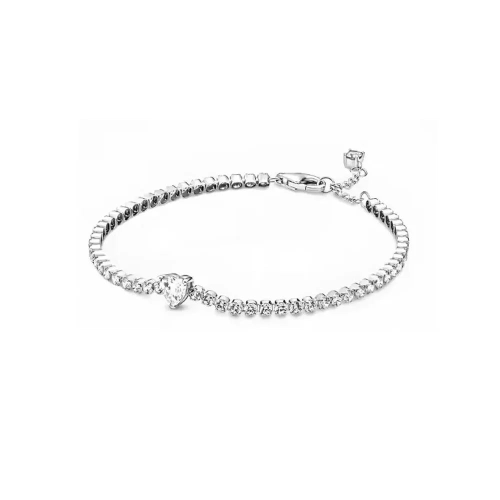 European 925 silver red heart stone bracelet suitable for Valentine's Day girlfriend gift jewelry