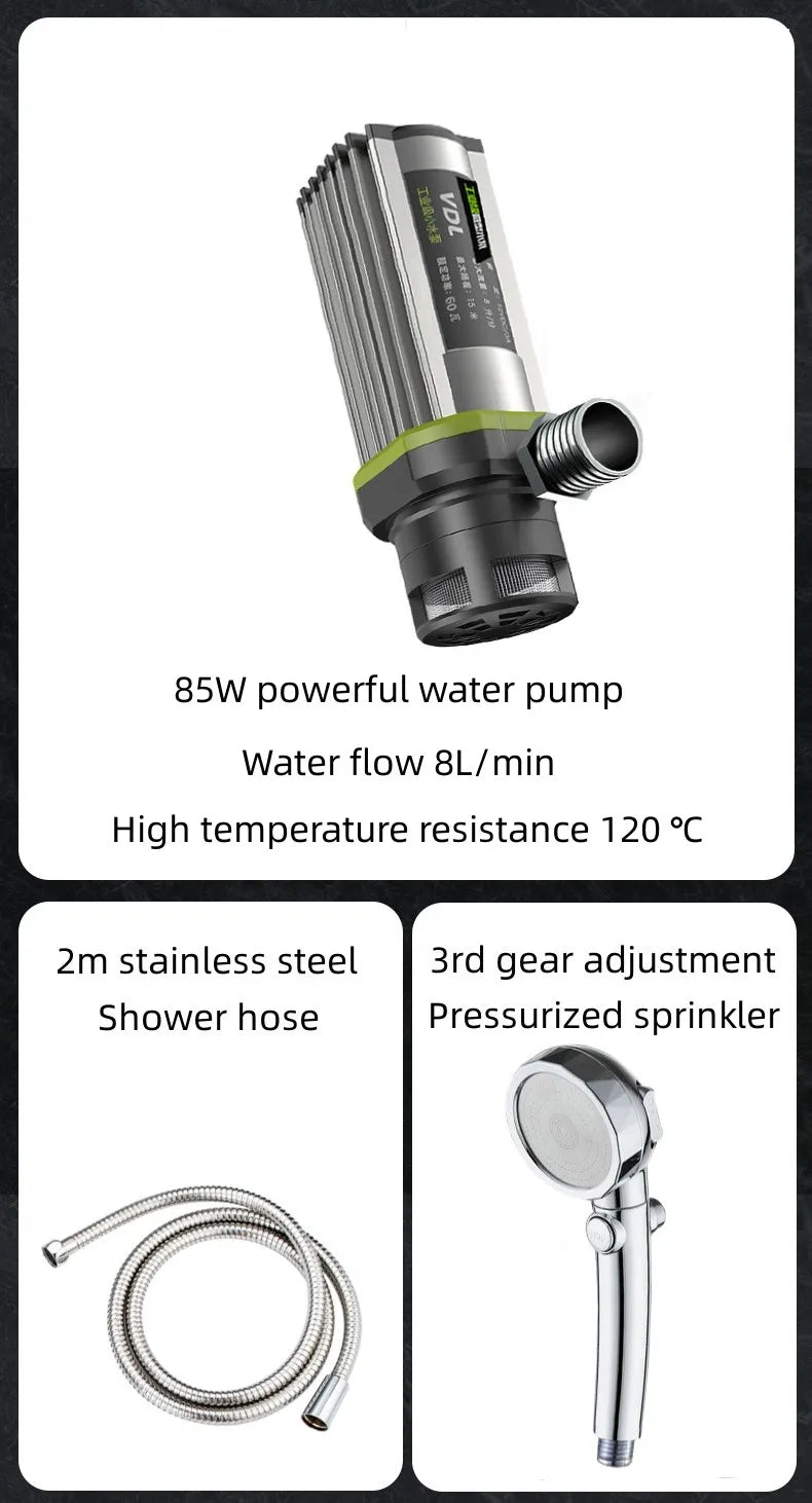 Electric Shower Portable Mobile Bath Machine Self Priming Pump Small Heater Hot Water Rod USB Can Be Connected To Mobile Power