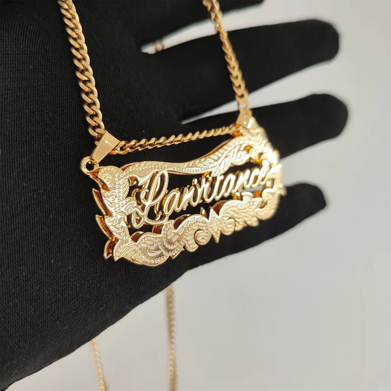 Zciti Personalized Luxury Custom Name Double Layer Necklace Stainless Steel Jewelry For Special People Christmas Gift