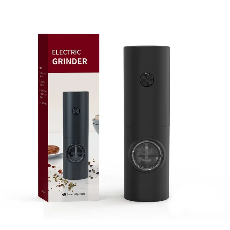 Electric Pepper And Salt Grinder Set Battery Powered With Stylish Base Automatic Pepper Grinder LED Light  Adjustable Thickness