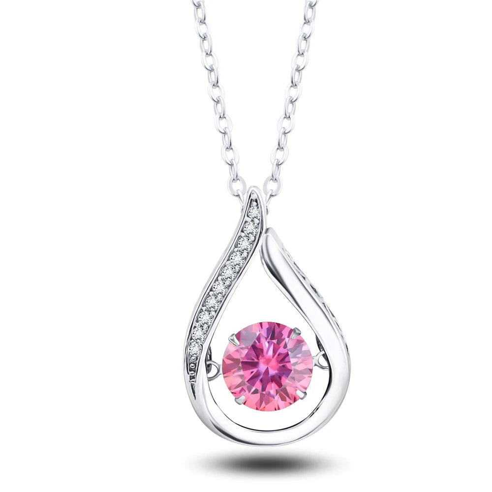 1CT Pass Tested GRA certified Moissanite Pendant Necklace for Women Sterling 925 Silver Lab-created Diamond Pendant with O-chain