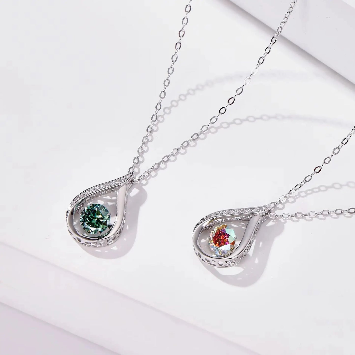 1CT Pass Tested GRA certified Moissanite Pendant Necklace for Women Sterling 925 Silver Lab-created Diamond Pendant with O-chain
