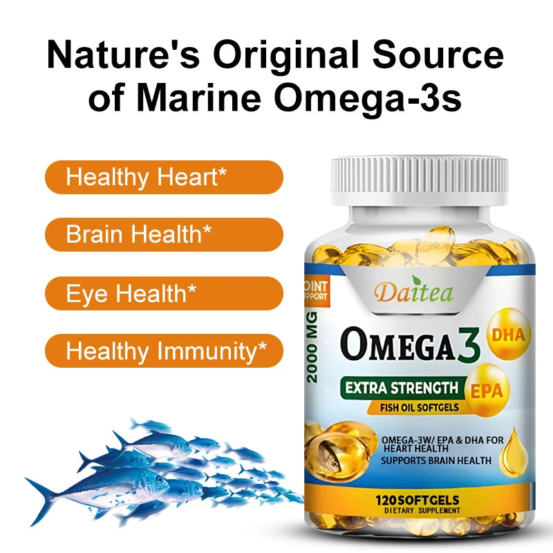 Strength Omega-3 Fish Oil - Rich in DHA & EPA - Support Brain & Nervous System Health, Cardiovascular & Skin Health, Non-GMO