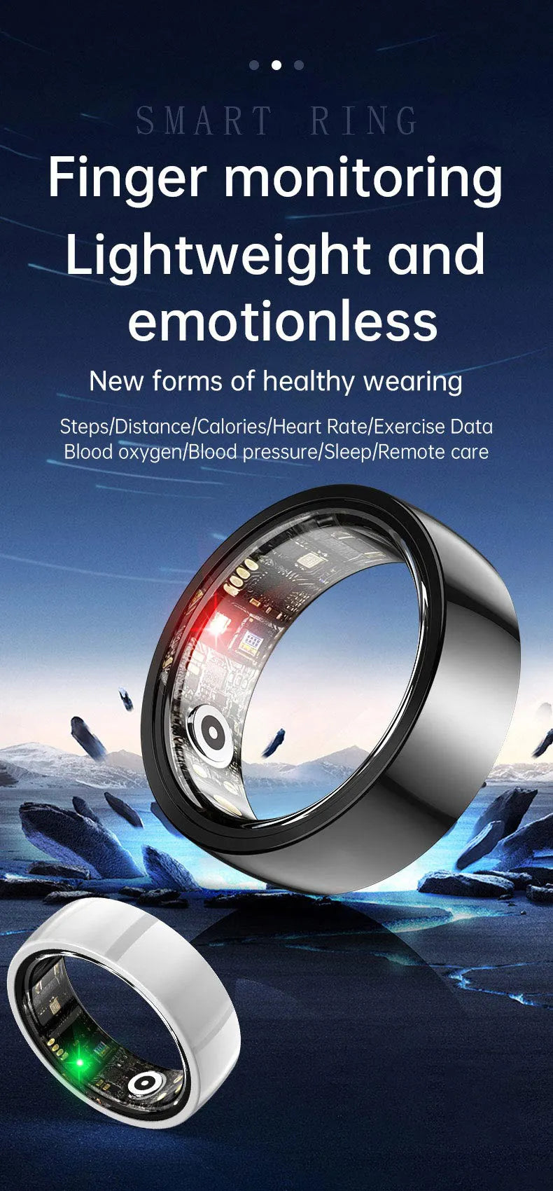 Smart Ring Bluetooth 5.1 Sleep Camera Remote Control Multiple Exercise Modes Wearable Fitness Ring