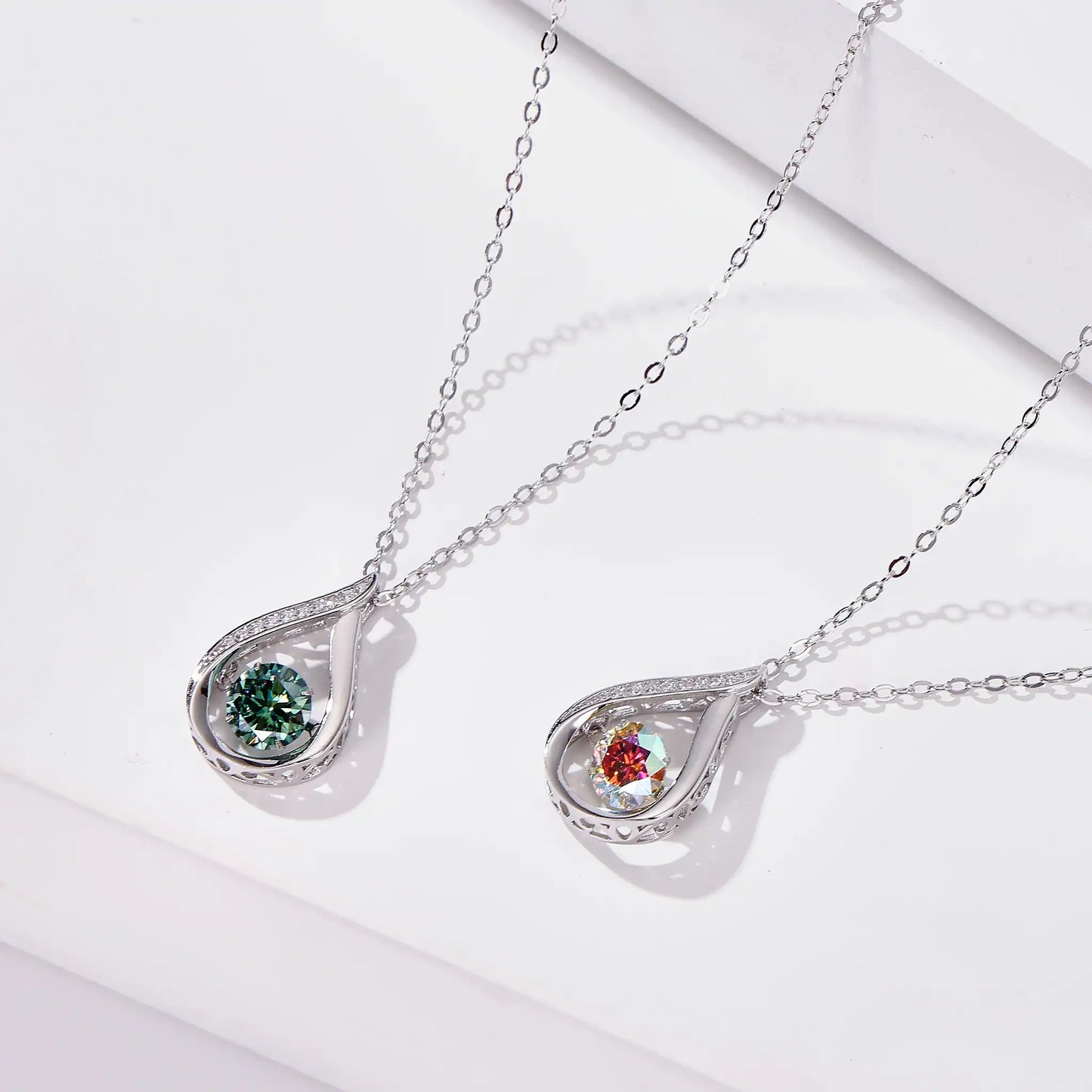 1CT Pass Tested GRA certified Moissanite Pendant Necklace for Women Sterling 925 Silver Lab-created Diamond Pendant with O-chain