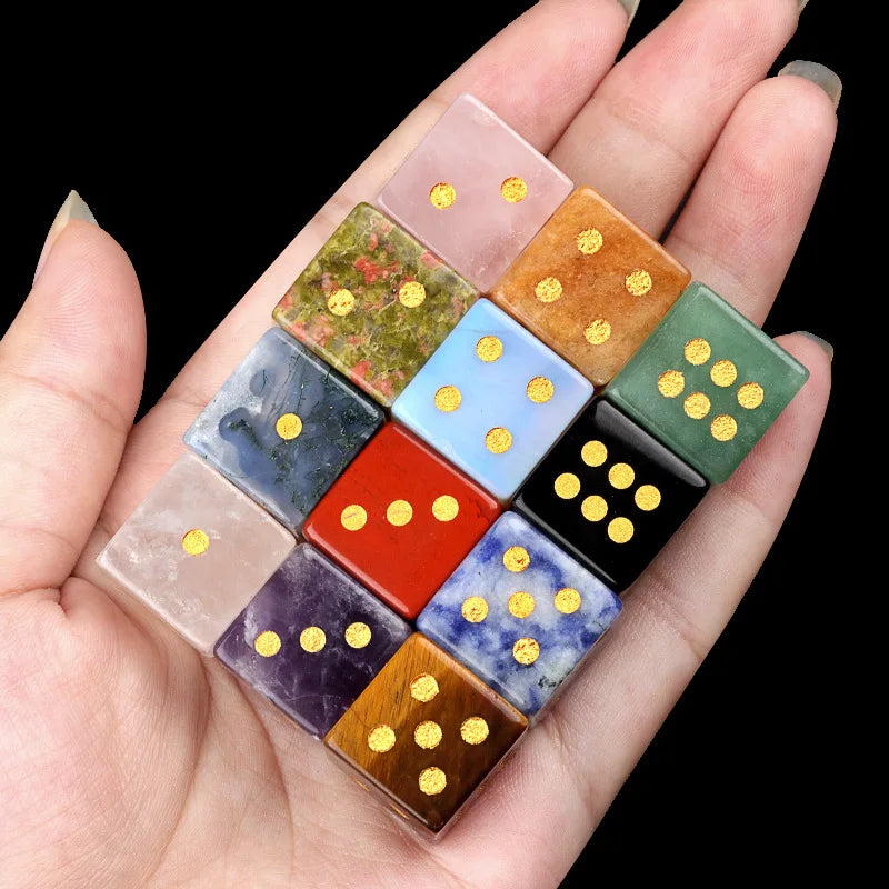 5pc 1.6cm Natural stone amethyst dice Agate tiger eye stone particle Guess the number of points wholesale