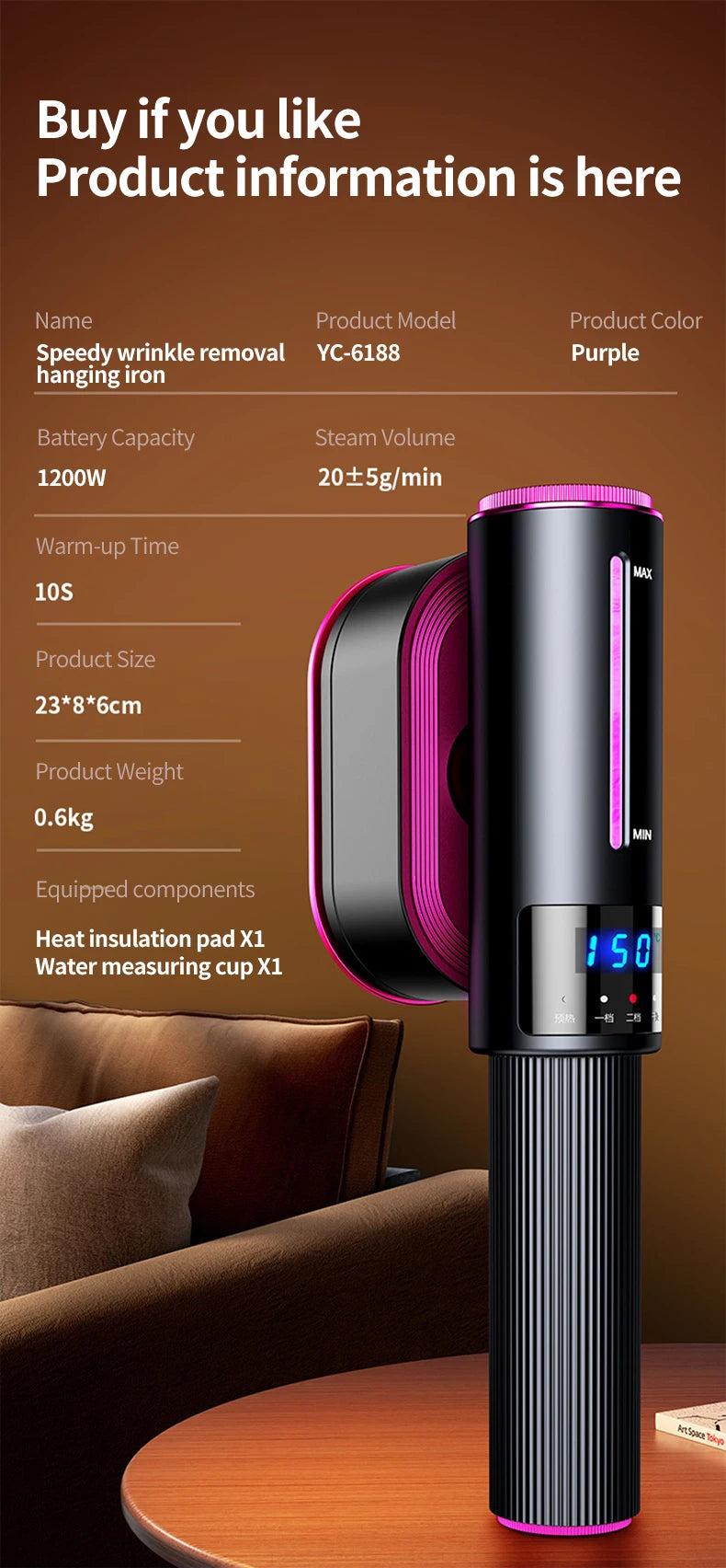 Portable Handheld Garment Steamer Iron Mini 3 in 1 Vertical Rotatable Wet Dry Ironing Irons for Clothes Travel Household Tools