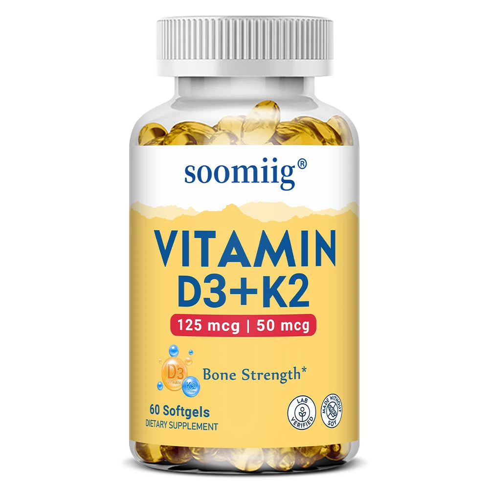 Vitamin D3 K2 - Bone Health & Immune Support Supplement - with 5000 IU Vitamin D and 50 Mcg Vitamin K2, Soy Free