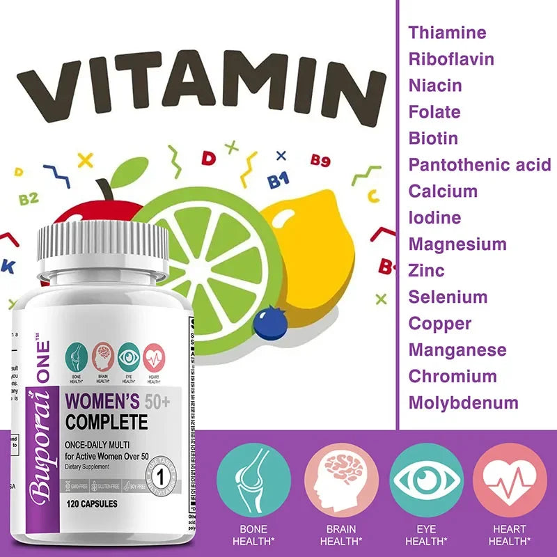 Women’s 50+ Complete Multivitamin - Supports Mental Clarity, Focus and Memory, Improves Digestion and Relieves Stress