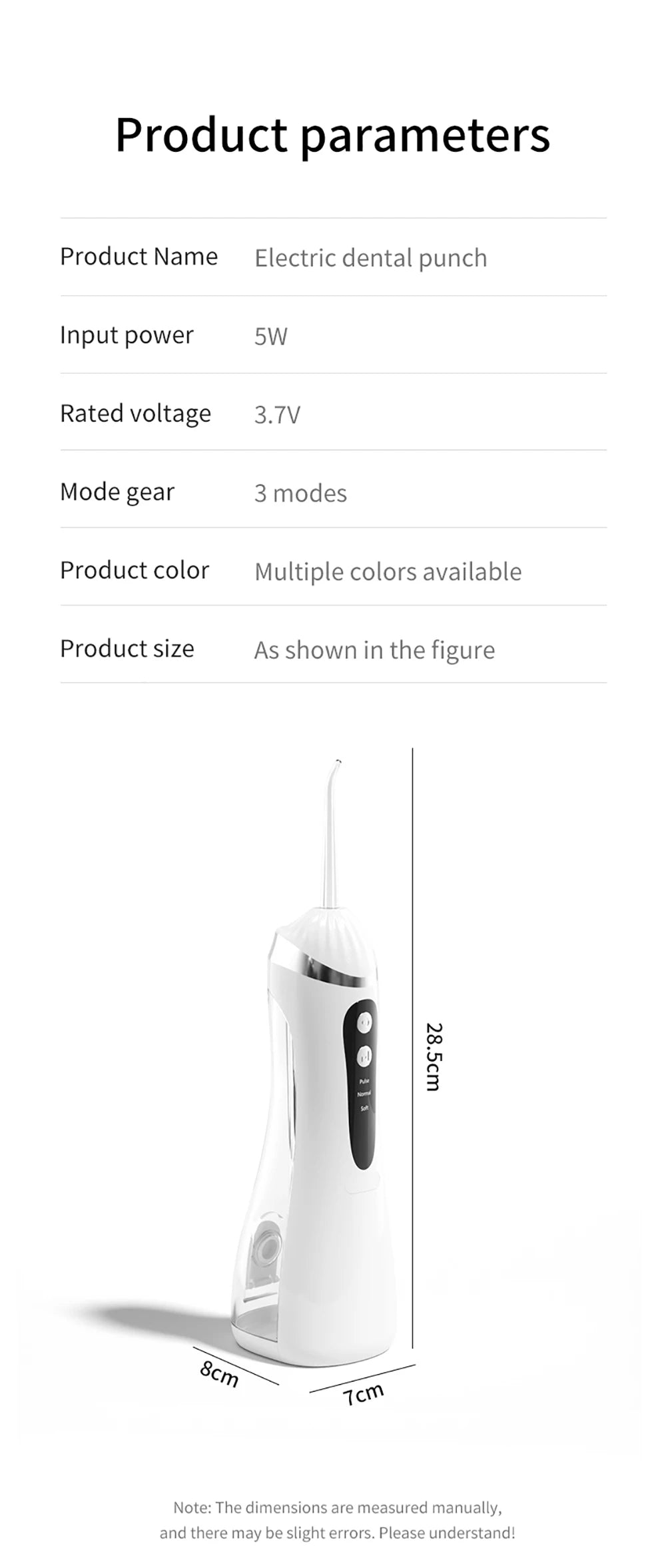 Dental Oral Irrigator Water Flosser for Teeth Portable Dental Water Jet Rechargeable High Pressure Electric Dental Irrigator