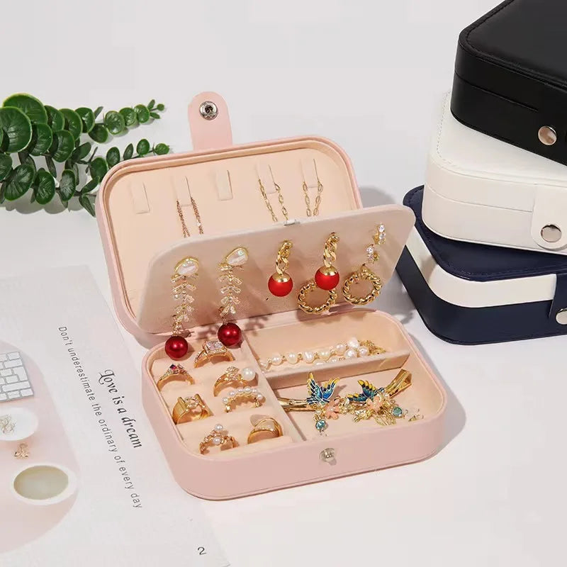 Portable Jewelry Box Jewelry Organizer Display Travel Jewelry Case Boxes Waterproof Leather Storage Zipper Jewelers Joyero