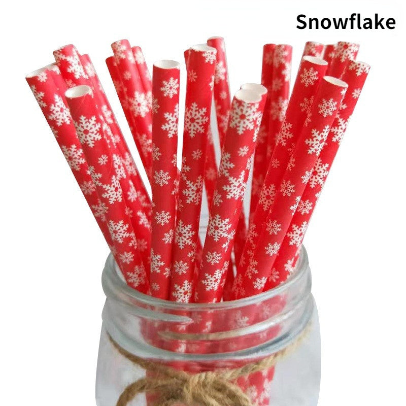 25Pcs Paper Straws Drinking  Striped  Christmas Wedding Happy Birthday Party Cake Straw Decoration Supplies Milk