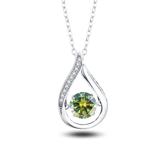 1CT Pass Tested GRA certified Moissanite Pendant Necklace for Women Sterling 925 Silver Lab-created Diamond Pendant with O-chain