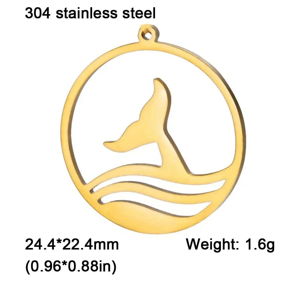 EUEAVAN 1pc Mermaid Stainless Steel Pendant Ocean Sea Fish Tail Charms Necklace Earrings Jewelry Making Accessories Wholesale