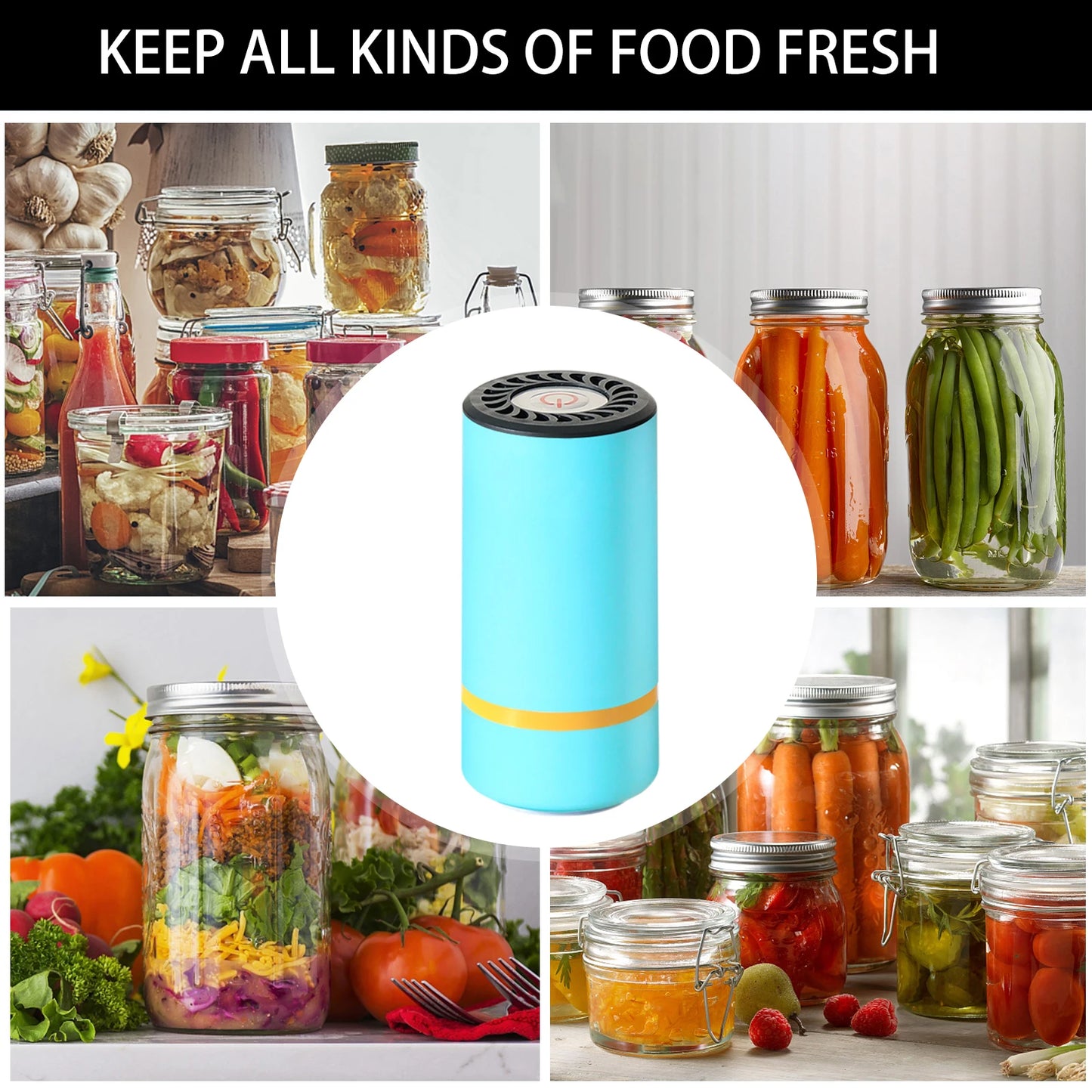 Universal Mason Jar Sealer Vacuum Kit BAP Free Vacuum Sealing Machine Food Preservation Storage for Wide Mouth Kitchen Gadgets
