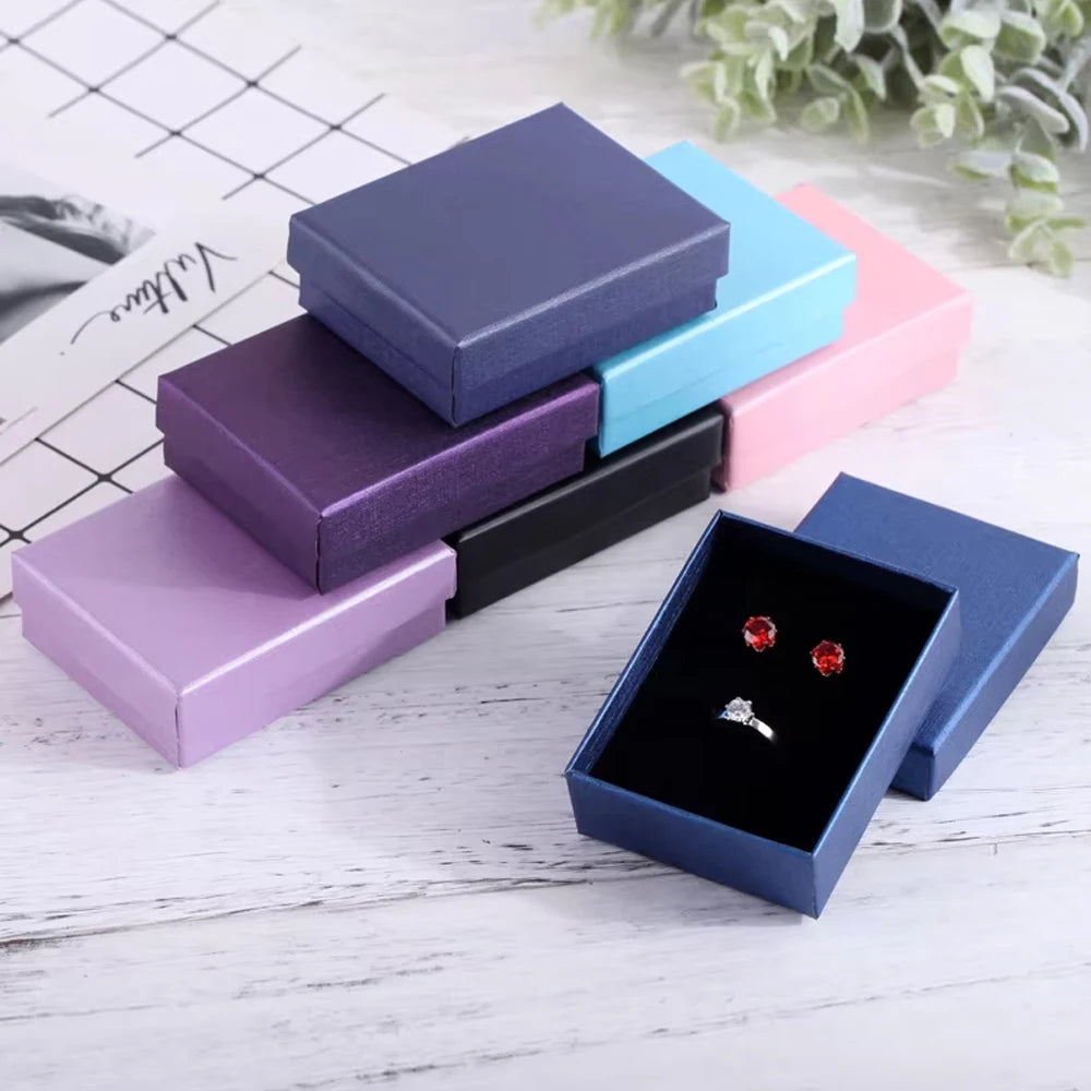 24Pcs 7x9cm Cardboard Jewelry Box Necklace Earring Bracelet Box Big Paper Gift Packaging with Black Sponge Can Personalized logo