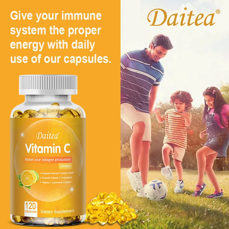 Vitamin C Capsules 2000 mg Rich In Antioxidant Helps Skin & nail and Hair Health  Immune System & Collagen Supplement